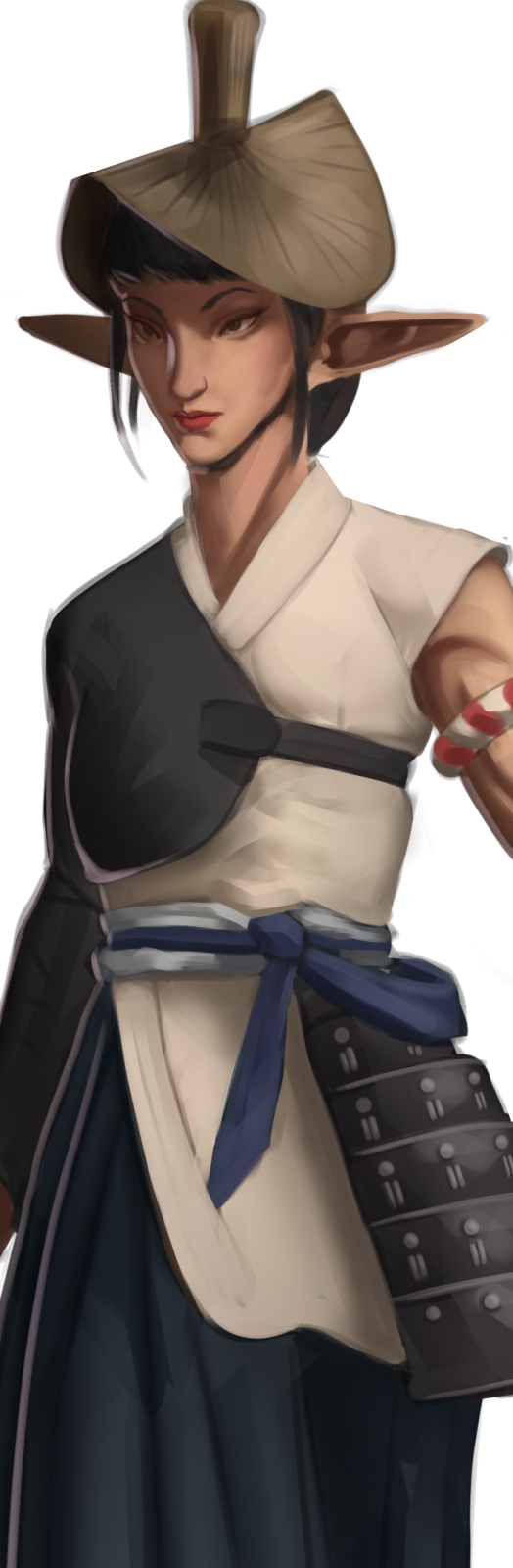 A female elf with pointed ears.